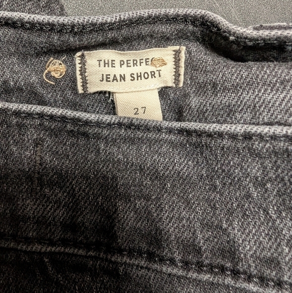 Madewell Faded Black The Perfect Jean Shorts High Waist Distressed Raw Hem 27 - Picture 4 of 9